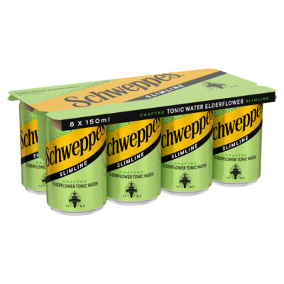 Schweppes Slimline Tonic Water - Elderflower 8 x 150ml