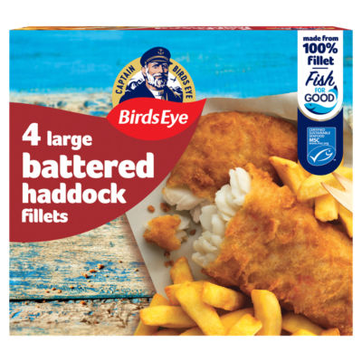Birds Eye 4 Battered Haddock Fish Fillets 440g