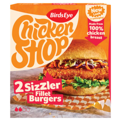 Birds Eye chicken shop 2 sizzler fillet burgers