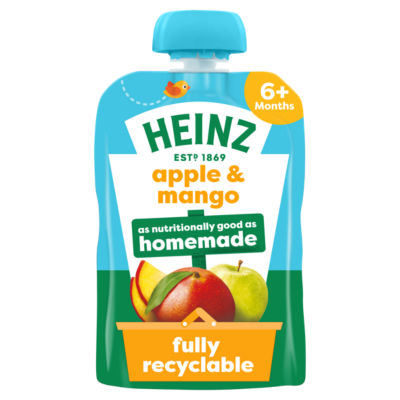 Heinz Apple & Mango Baby Food Fruit Puree Pouch 6+ Months 100G