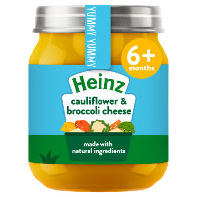 Heinz cauliflower broccoli cheese baby food jar