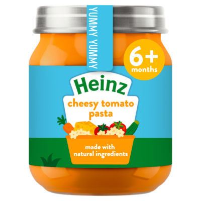 Heinz cheesy tomato pasta baby food jar