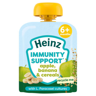 Heinz immunity support apple banana and cereals baby food pouch