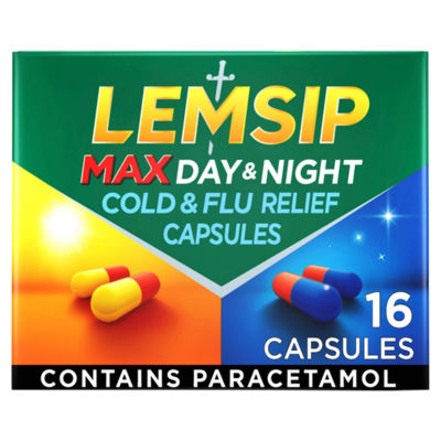 Lemsip Max Day & Night Cold & Flu Relief Capsules - Paracetamol 16s
