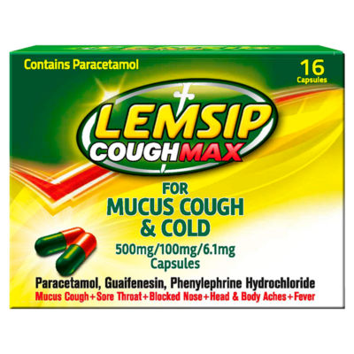 Lemsip Cough Max for Mucus Cough & Cold 16 Capsules