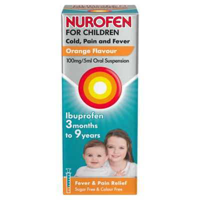 Nurofen for Children Cold Pain & Fever Relief Orange Suspension Ibuprofen 100ml
