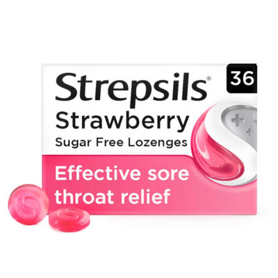Strepsils Sugar Free Sore Throat Lozenges - Strawberry 36s