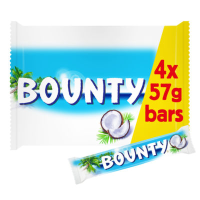 Bounty Coconut Milk Chocolate Twin Bars Multipack 4 x 57g