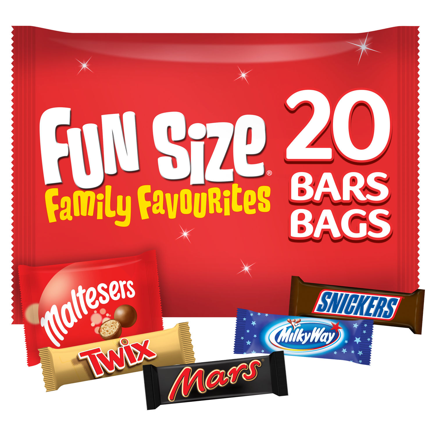 Mars, Snickers, Twix, Maltesers & Milky Way Funsize Milk Chocolate Bars 20 Packs