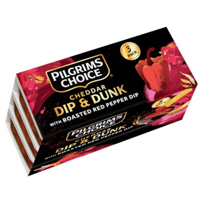 Pilgrims Choice Cheddar Dip & Dunk with Roasted Red Pepper Dip 3 x 52g ...