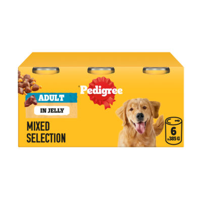 Pedigree Adult Wet Dog Food Mixed Selection Chunks in Jelly 6x385g Tin Can