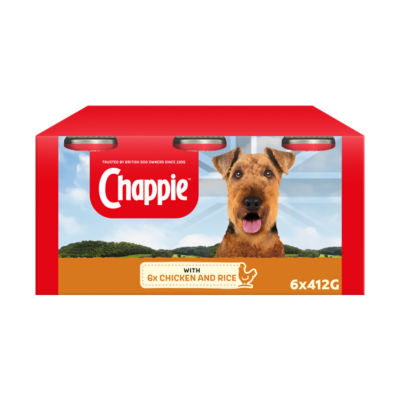 Chappie Adult Wet Dog Food Tins Chicken & Rice in Loaf 6 x 412g