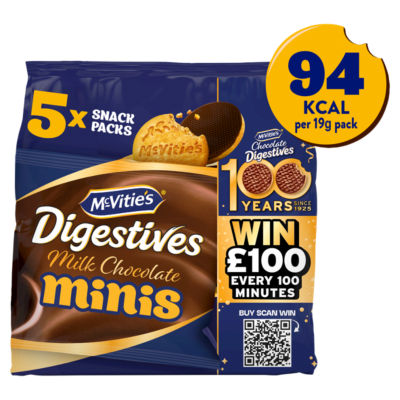 McVities Digestives Milk Chocolate Mini Biscuits Snack Multipack 5x19g