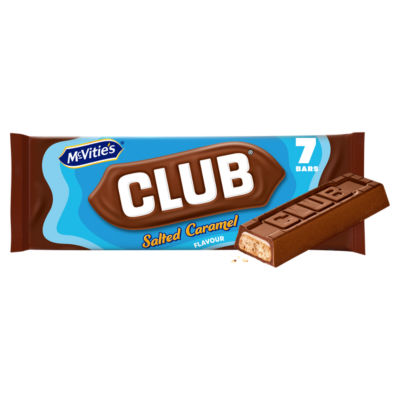 McVities Club Salted Caramel Flavour Biscuit Bars Multipack 7 x 22g, 154g