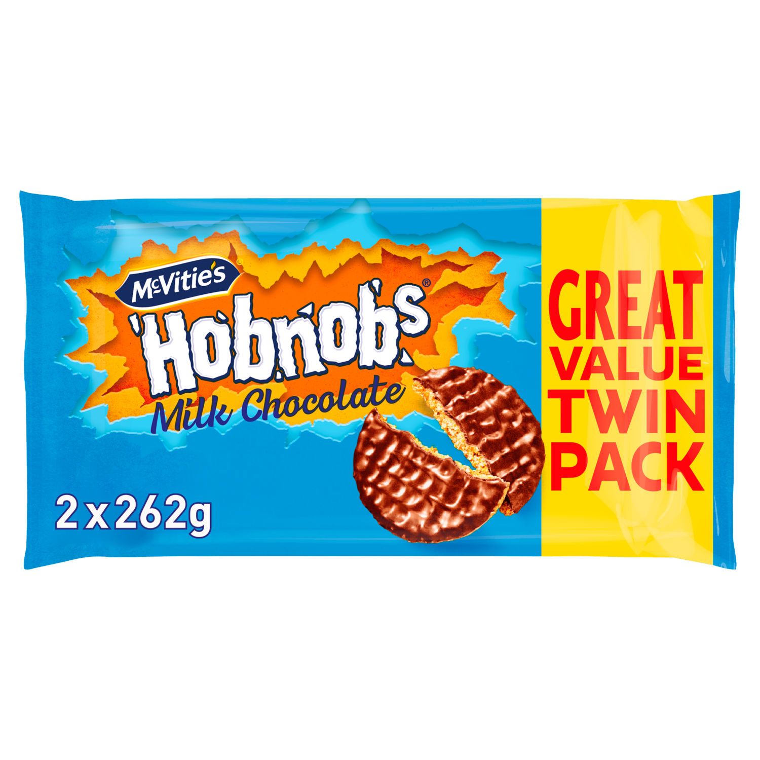 McVitie's Milk Chocolate Hobnobs Biscuits The Oaty One Twin Pack 524g