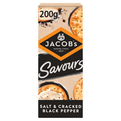 Jacobs savours bakes salt cracked black peppers crackers