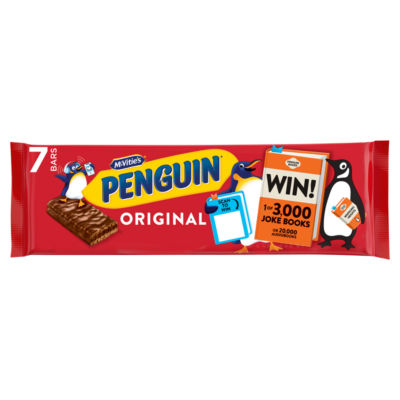 McVitie's Penguin Original Chocolate Flavour Cream Filled Biscuit Bars 7 x 24.6g (172.2g)