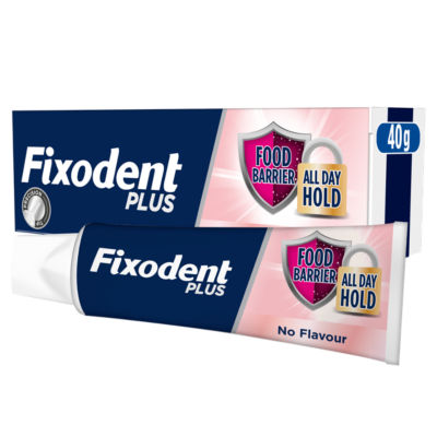 Fixodent Plus Food Barrier Denture Adhesive Flavour Free 40G