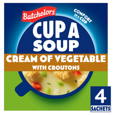 Batchelors Cup A Soup Cream Of Vegetable With Croutons Instant Soup Sachets X4 122G