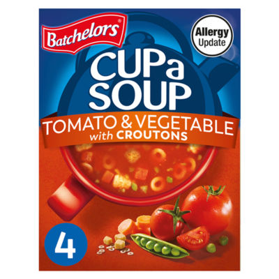Batchelors Cup a Soup Tomato & Vegetable with Croutons 4 Instant Soup Sachets 104g