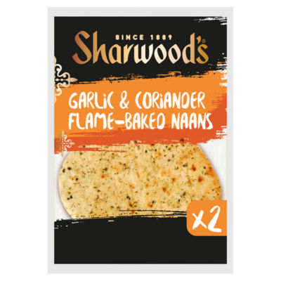 Sharwoods 2x Garlic & Coriander Flame-Baked Naan bread