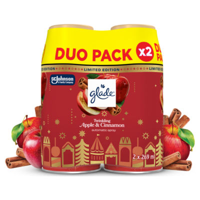 Glade Festive Automatic Spray Twin Refill, Twinkling Apple & Cinnamon, 2x269ml
