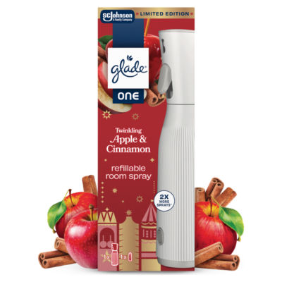 Glade ONE Festive Refillable Room Spray Starter Kit, Twinkling Apple & Cinnamon, 1x13ml