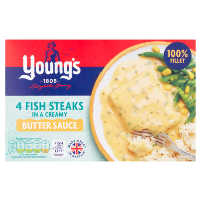 Youngs 4 Fish Steaks And Butter Sauce 560G