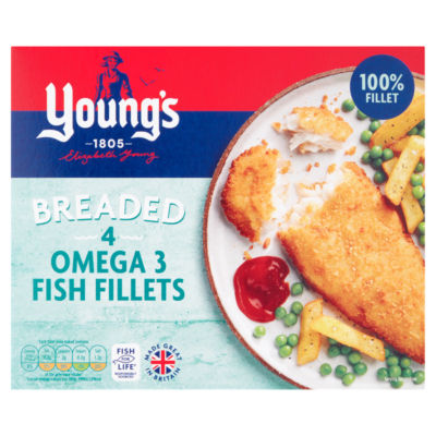 Youngs Young's Breaded 4 Omega 3 Fish Fillets 400g