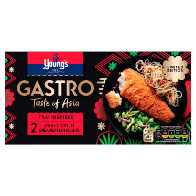 Youngs Gastro Limited Edition Thai Inspired 2 Sweet Chilli Breaded Fish Fillets 270g