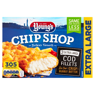 Youngs Chip Shop Britain's Favourite 2 Extra Large Cod Fillets 300g