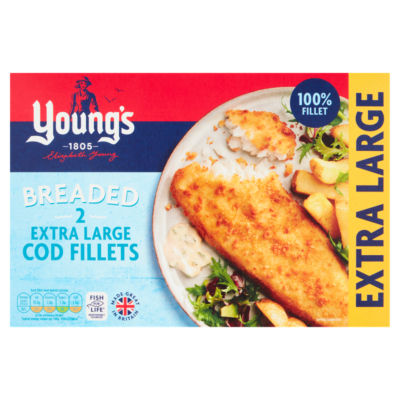 Breaded 2 Extra Large Cod Fillets 300g