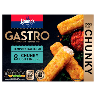Youngs Gastro 8 Tempura Battered Chunky Fish Fingers 320g