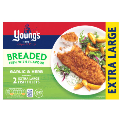 Youngs 2 Garlic & Herb Extra Large Fish Fillets 300g