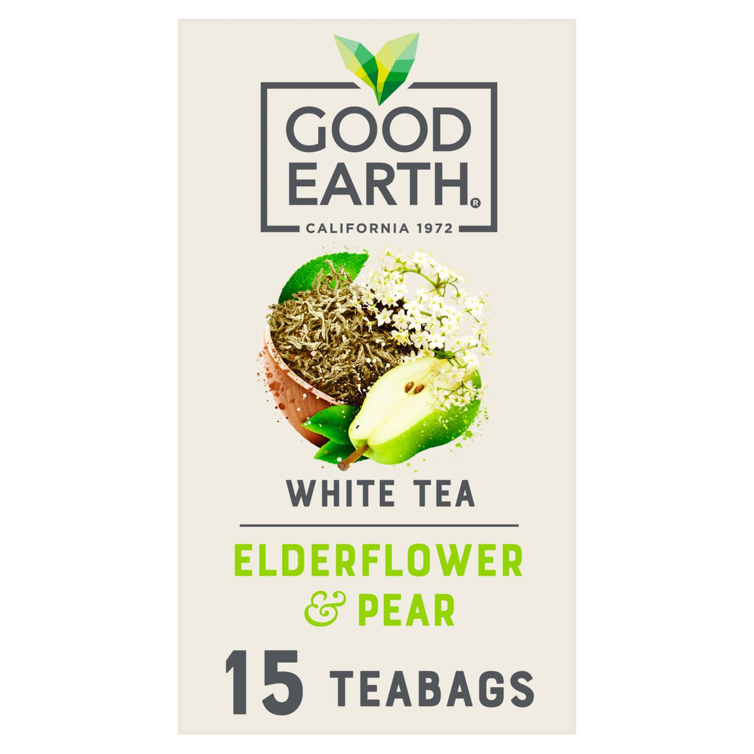 Good Earth Elderflower & Pear Flavoured White Tea Bags 15 Pack 18g