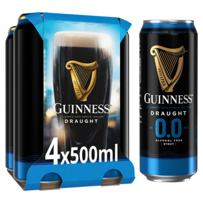 Guinness Draught 0.0% Stout Beer Can 0% Vol 4x500ml