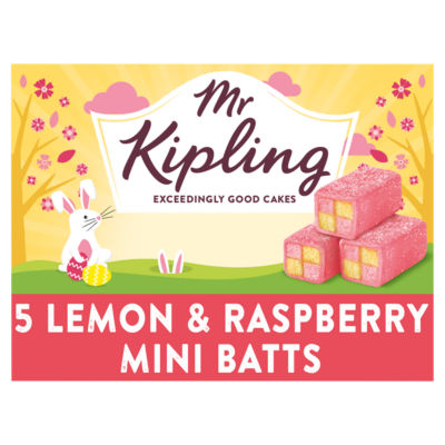 Mr Kipling Lemon & Raspberry Mini Batts Easter Cakes 5 Pack