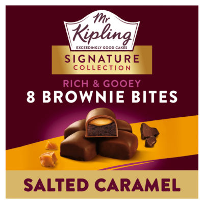 Mr Kipling Signature Rich & Gooey Salted Caramel Chocolate Brownie Bites Cakes 8 Pack