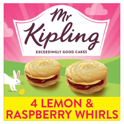 Mr Kipling Lemon & Raspberry Viennese Whirls Cakes 4 Pack - ASDA Groceries