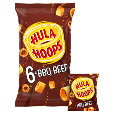 Hula Hoops BBQ Beef Multipack Crisps 6 Pack, folic acid free