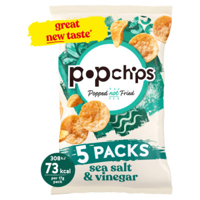 Popchips Sea Salt & Vinegar Multipack Crisps 5x17g
