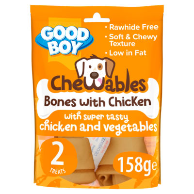 Good Boy Chewables Medium Chicken Bones Rawhide Free Dog Treats 2 Pack 158g