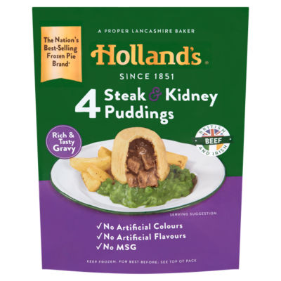 Hollands Holland's Steak & Kidney Puddings 4 Pack