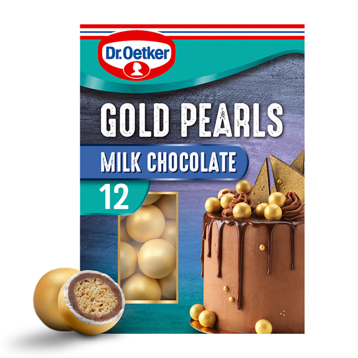 Dr. Oetker Milk Chocolate Gold Pearls Cake Decorations 36g