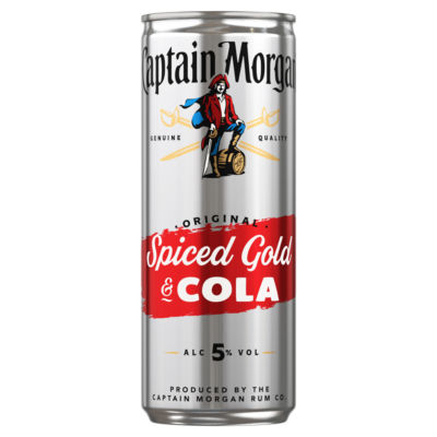 Captain Morgan Original Spiced Gold & Cola 5% vol 250ml Ready to Drink Pre-mix Can