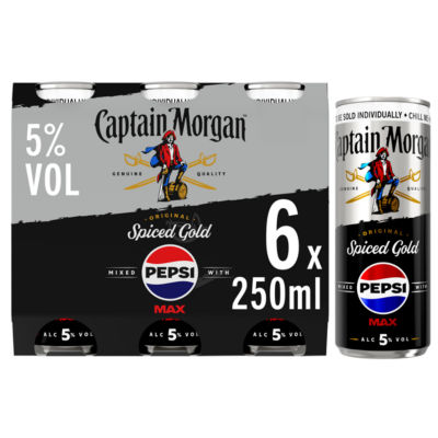Captain Morgan Original Spiced Gold & Pepsi Max 6 X 250ML