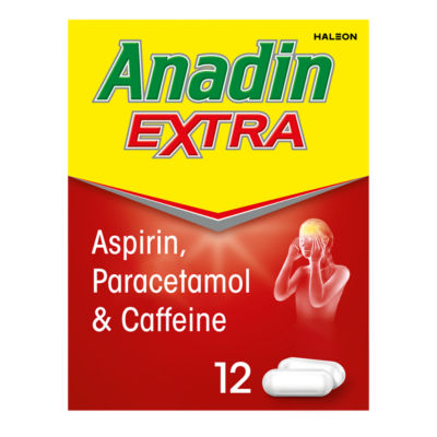 Anadin Extra Pain Relief Caplets - Aspirin, Paracetamol & Caffeine 12s