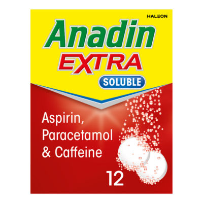 Anadin Extra Soluble Pain Relief Tablets - Aspirin, Paracetamol, Caffeine 12s