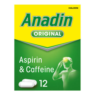 Anadin Original Aspirin & Caffeine Pain Relief Tablets 12s