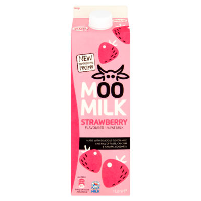 Moo Milk Strawberry Flavour British Milk 1 Litre